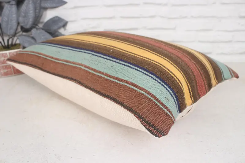16x24 Yellow Cushion Case, Home Decor Pillow, Pillow Case, Turkish Kilim Pillow, Authentic Pillow Sham, Ethnical Kilim Rug Pillow - 6