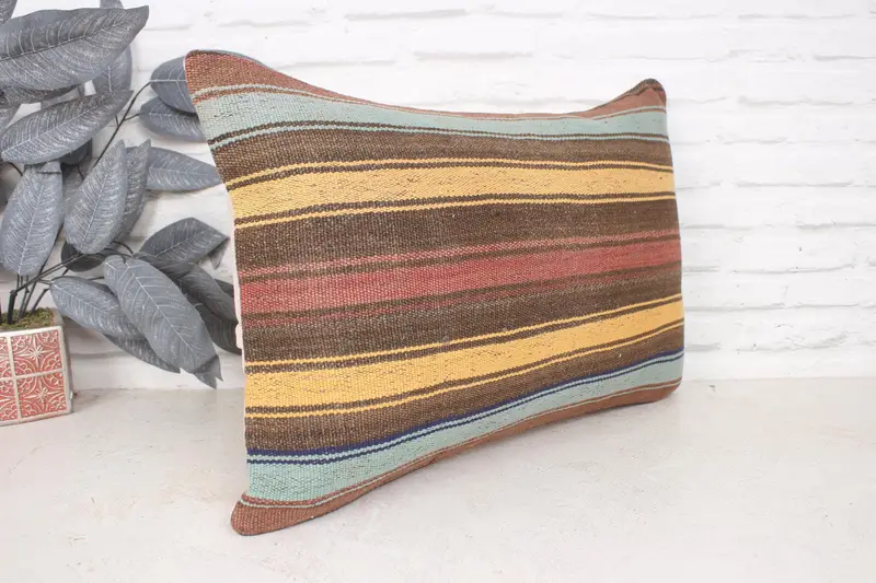 16x24 Yellow Cushion Case, Home Decor Pillow, Pillow Case, Turkish Kilim Pillow, Authentic Pillow Sham, Ethnical Kilim Rug Pillow - 3