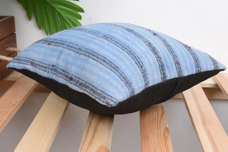 12x12 Blue Pillow, Anatolian Pillow Case, Home Decor Pillow, Turkish Kilim Pillow, Cushion, Patio Pillow, Cotton Pillow Cover, Antique Pillows - 6