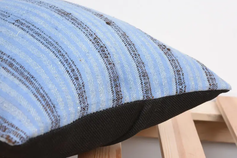 12x12 Blue Pillow, Anatolian Pillow Case, Home Decor Pillow, Turkish Kilim Pillow, Cushion, Patio Pillow, Cotton Pillow Cover, Antique Pillows - 7