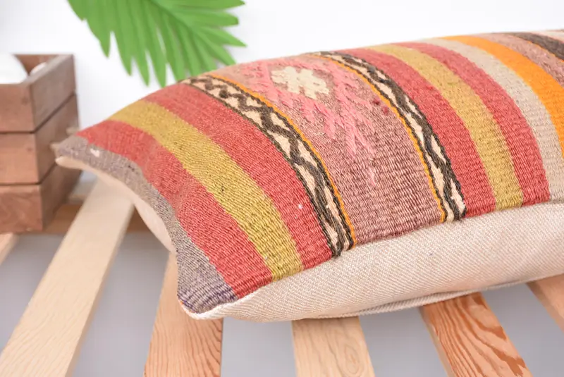 12x24 Red Cushion, Interior Designer Pillow, Luxury Pillow Sham, Ethnical Kilim Rug Pillow, Sofa Bolster Cushion, Turkish Kilim Pillow, Pillow - 6