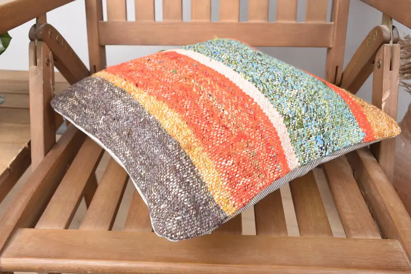 Christmas Cushion Case, Cushion Cover, Home Decor Pillow, 14x14 Green Cushion, Pillow for Sofa, Bench Cushion Case, Turkish Kilim Pillow - 4