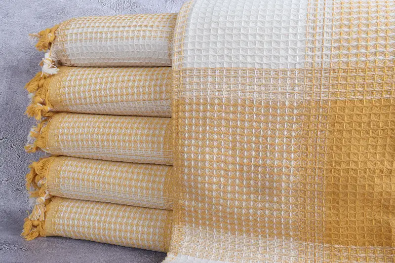 Woven Throw Blanket, Wedding Gift For Bride, Custom Blanket, 92x88 Cotton Striped Towel, Customized Turkish Blanket, Bridesmaid Gifts, Organic Throw - 1