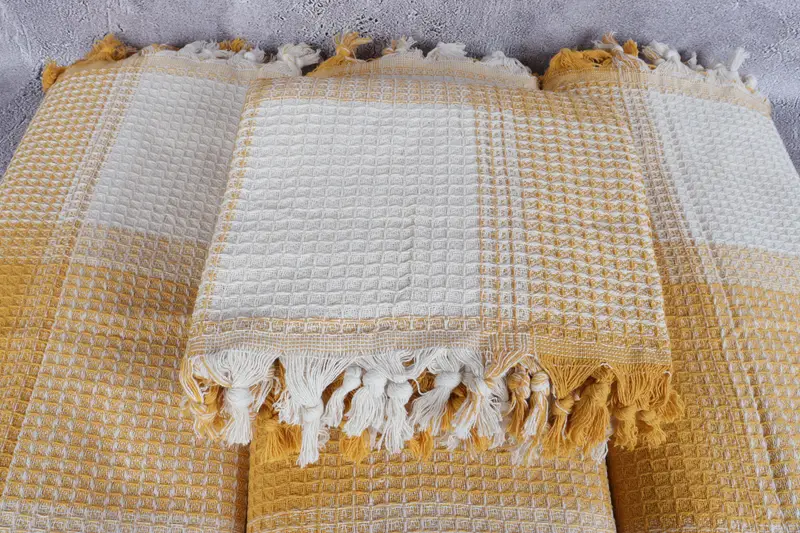 Woven Throw Blanket, Wedding Gift For Bride, Custom Blanket, 92x88 Cotton Striped Towel, Customized Turkish Blanket, Bridesmaid Gifts, Organic Throw - 4