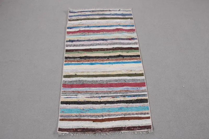 Alfombra Kilim vintage 2x3,9 pies (62x118 cm), alfombra turca Ombré azul - 1