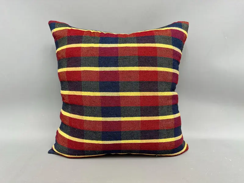 Cushion Case, Ikat Pillow Sham, Vintage Kilim Pillow, 20x20 Red Pillow Case, Handmade Kilim Cushion, Antique Pillows, Lounge Throw Cushion Cover - 4