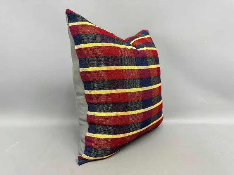 Cushion Case, Ikat Pillow Sham, Vintage Kilim Pillow, 20x20 Red Pillow Case, Handmade Kilim Cushion, Antique Pillows, Lounge Throw Cushion Cover - 2
