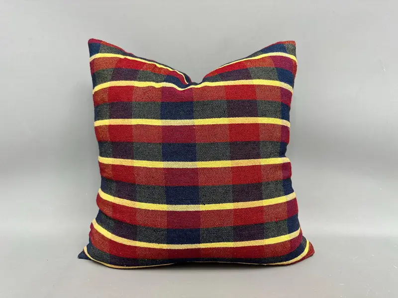 Cushion Case, Ikat Pillow Sham, Vintage Kilim Pillow, 20x20 Red Pillow Case, Handmade Kilim Cushion, Antique Pillows, Lounge Throw Cushion Cover - 1