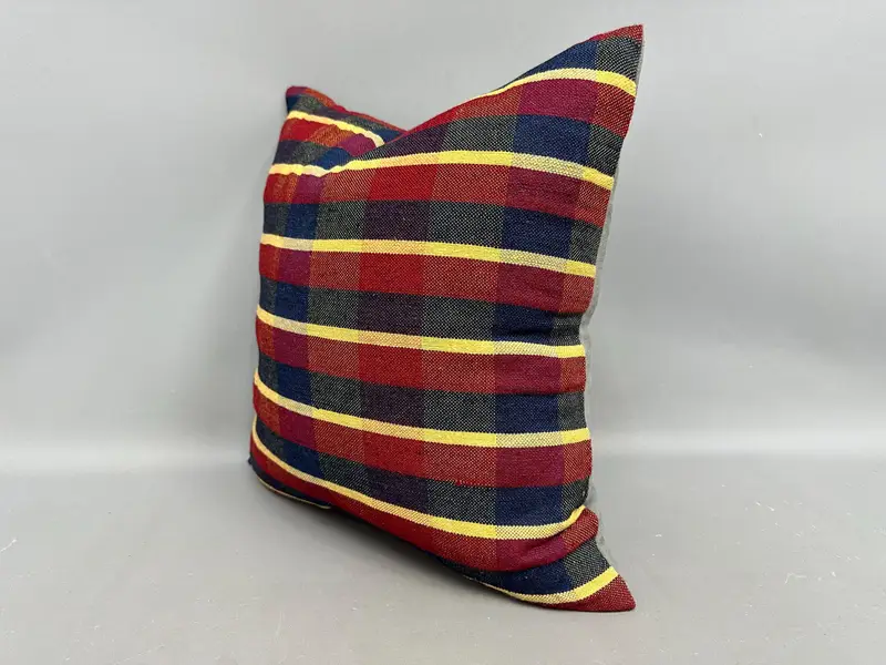 Cushion Case, Ikat Pillow Sham, Vintage Kilim Pillow, 20x20 Red Pillow Case, Handmade Kilim Cushion, Antique Pillows, Lounge Throw Cushion Cover - 3
