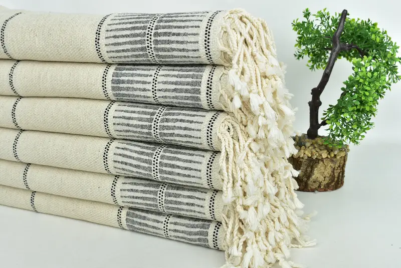 70x40 Linen Striped Towel, House Warming Gift, Monogram Beach Towel, Personalized Beach Towel, Bath towel, Sand-free peshtemal towel for the beach - 3