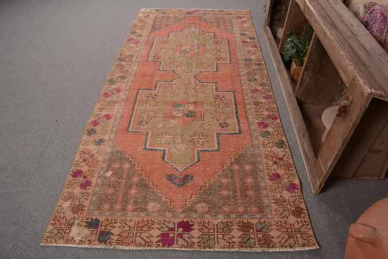 Alfombra de rayas rojas y verdes, diseño geométrico de 3,9x8,2 pies