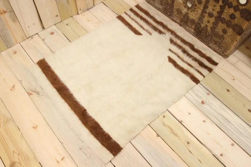 Vintage Türk Halısı 2,6x3,3 ft (78x101 cm), Oushak Beyaz Fas Halısı - 1