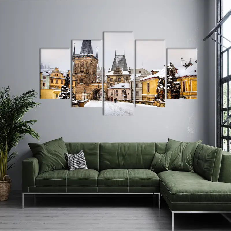 Prague Wall Art, City Landscape, Winter Landscape, Prague Canvas Decor, Landscape Wall Art, Wall Hanging Art, Home Decor Art, Modern Canvas - 5