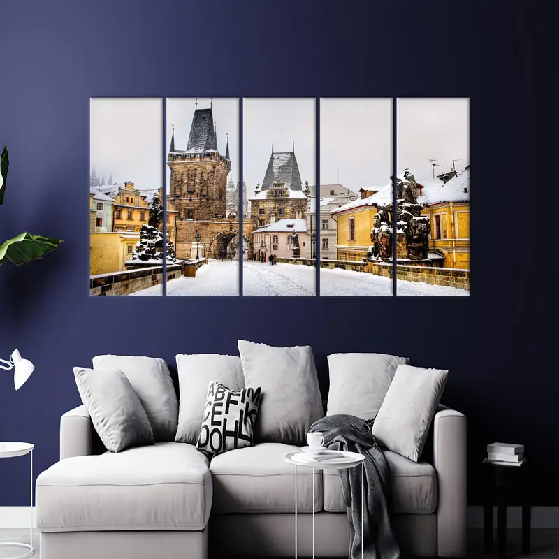 Prague Wall Art, City Landscape, Winter Landscape, Prague Canvas Decor, Landscape Wall Art, Wall Hanging Art, Home Decor Art, Modern Canvas - 4