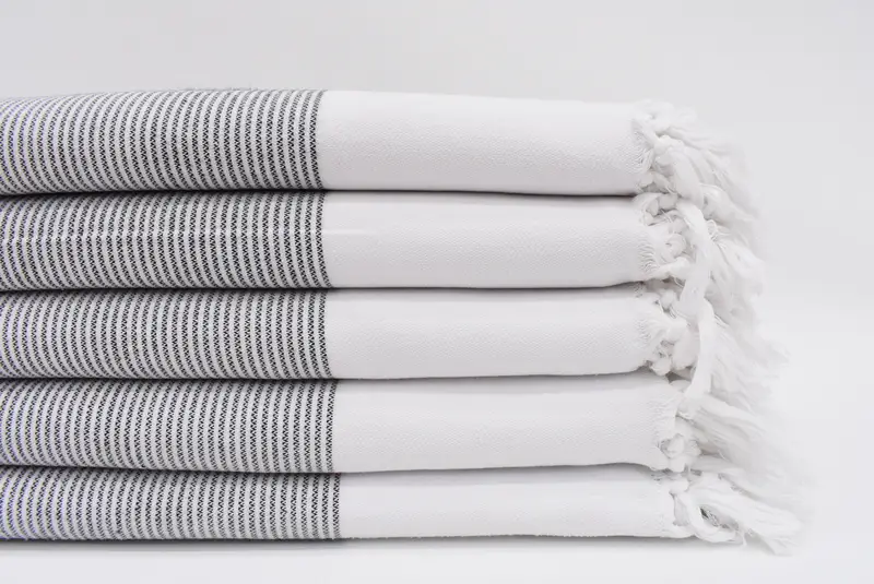 Bachelorette Towel Black Striped Organic Cotton Towel, 70x40 Inches