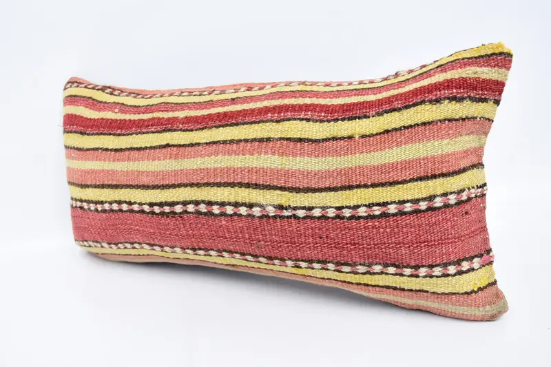 Pillow for Sofa, Sofa Bolster Pillow Cover, 12x24 Red Pillow, Pillow Sham, Pastel Cushion, Pastel Pillow, Turkish Pillow, Boho Pillow Sham Cover - 4