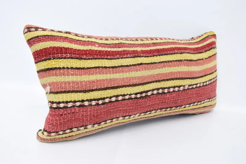 Pillow for Sofa, Sofa Bolster Pillow Cover, 12x24 Red Pillow, Pillow Sham, Pastel Cushion, Pastel Pillow, Turkish Pillow, Boho Pillow Sham Cover - 3