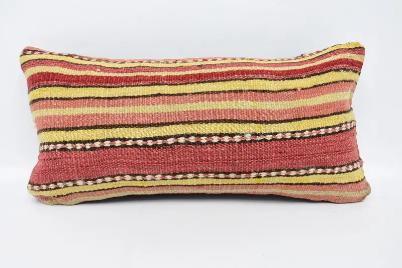 Pillow for Sofa, Sofa Bolster Pillow Cover, 12x24 Red Pillow, Pillow Sham, Pastel Cushion, Pastel Pillow, Turkish Pillow, Boho Pillow Sham Cover - 1