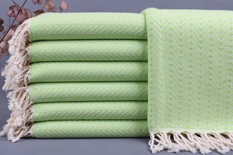 Bath Towel Personalized Turkish Cotton Beige Chevron, 40x71 Inches