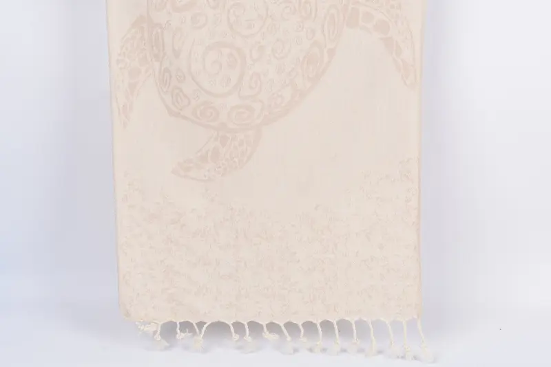 Personalized Turkish Hand Towel Beige Carretta Patterned Dish Towel, 36x18 Inches