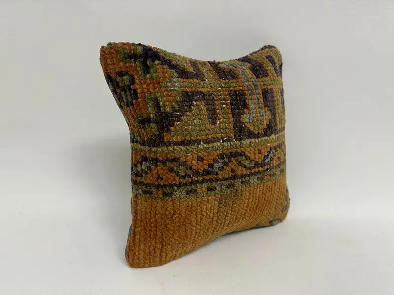 Cushion, 12x12 Orange Cushion Case, Home Decor Pillow, Wholesale Cushion, Boho Pillow Sham Cover, Accent Throw Cushion, Antique Pillows - 3