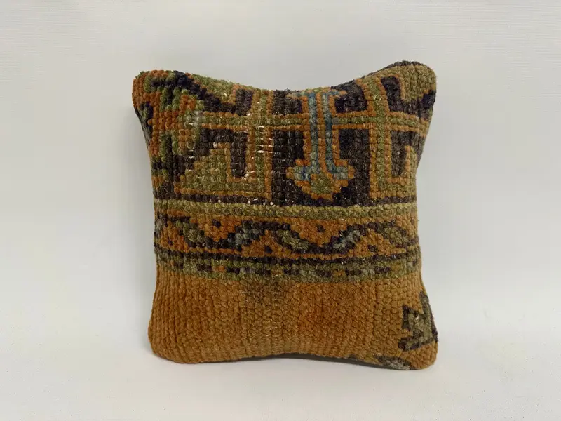 Cushion, 12x12 Orange Cushion Case, Home Decor Pillow, Wholesale Cushion, Boho Pillow Sham Cover, Accent Throw Cushion, Antique Pillows - 1
