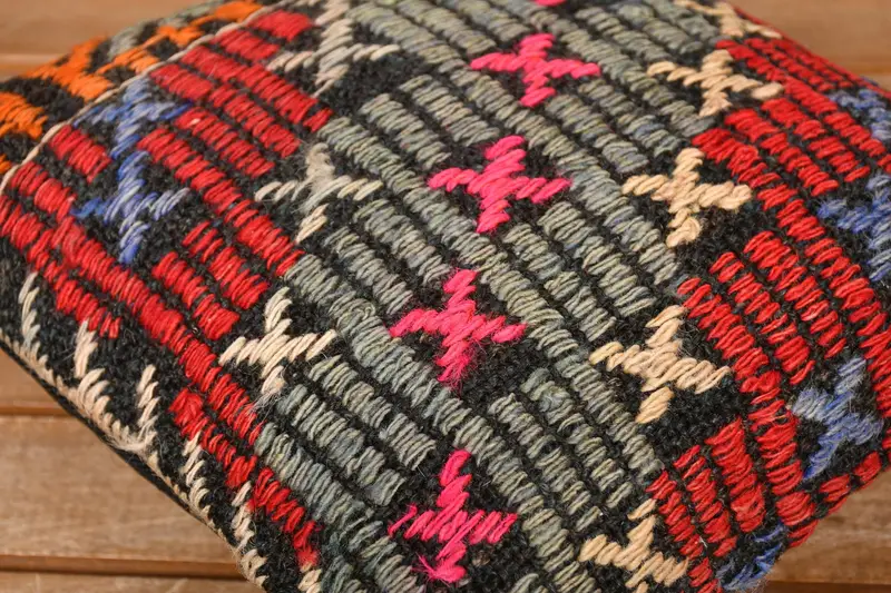 Ethnical Kilim Rug Pillow, Accent Throw Pillow, Pillow Sham, 12x12 Red Cushion Cover, Wholesale Pillow Cover, Pillow for Sofa, Kilim Pillow Cover - 3