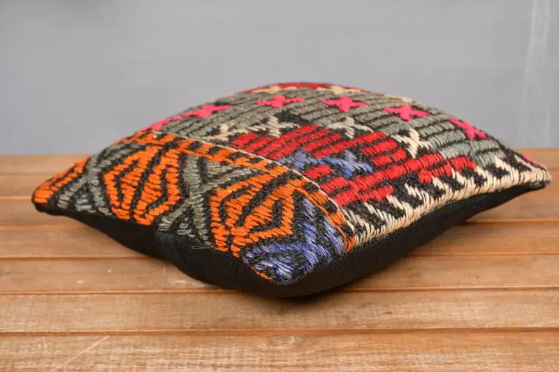 Ethnical Kilim Rug Pillow, Accent Throw Pillow, Pillow Sham, 12x12 Red Cushion Cover, Wholesale Pillow Cover, Pillow for Sofa, Kilim Pillow Cover - 4