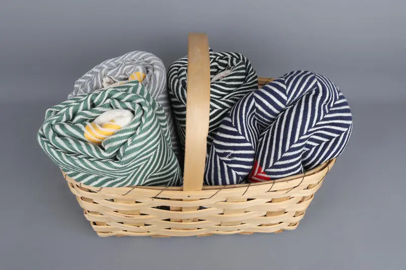 38x83 Cotton Towel, Organic Turkish, Striped, Lightweight, Bath Towel