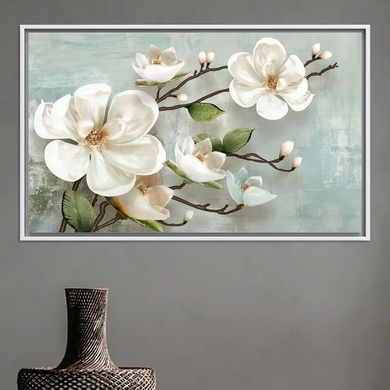 Elegante Magnolienblumen-Leinwand: Moderne Luxus-Wandkunst