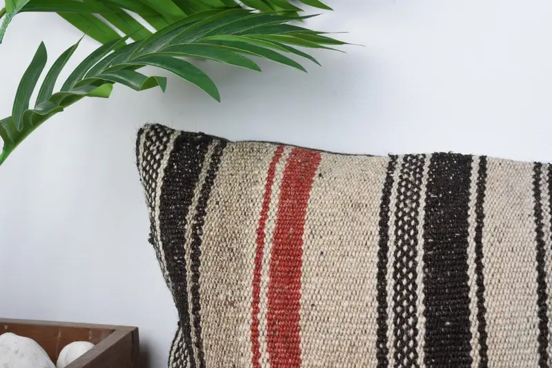 Gift Pillow, Pillow Cover, Kilim Pillow, 12x24 Beige Pillow, One Of A Kind Cushion Case, Antique Pillows, Sofa Bolster Pillow Sham - 2