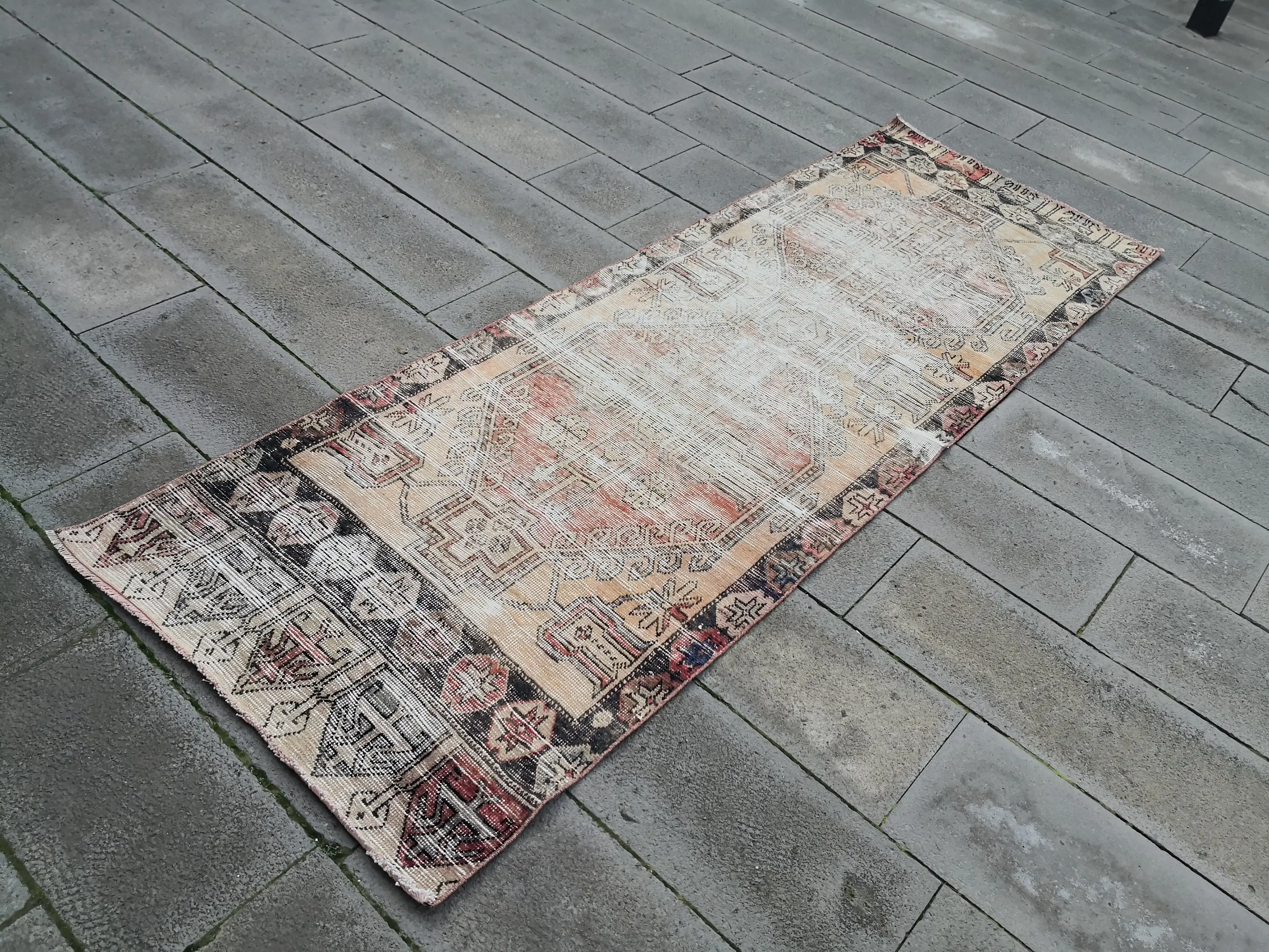 Vintage Türkischer Teppich 3,1x7,1 ft, Roter Orientteppich - 1