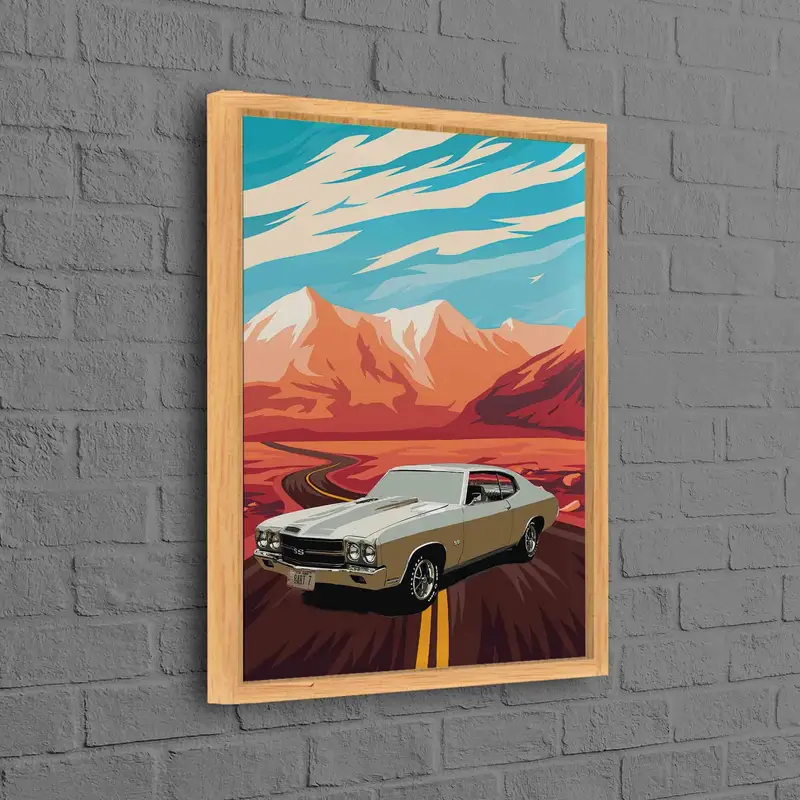 ビンテージ フォード マスタング キャンバス: レトロ アメリカン マッスル カー アート