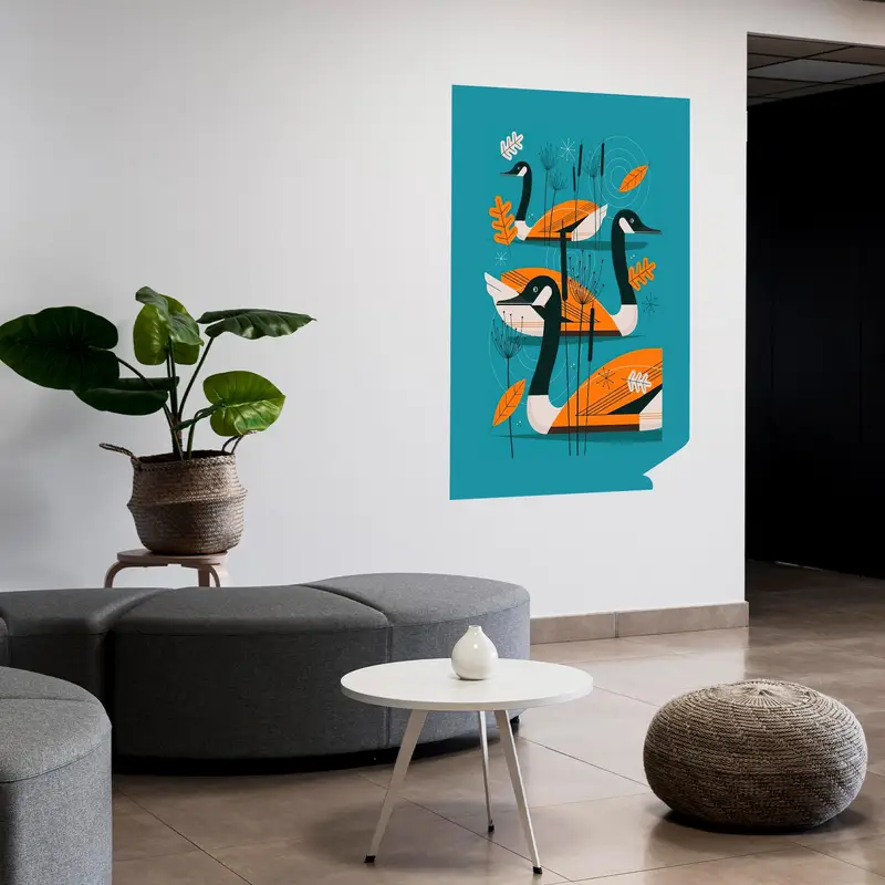 Zarif Ördek Tasarımı Baskılı Kanvas: Yüzen Ördekler Sanatı
