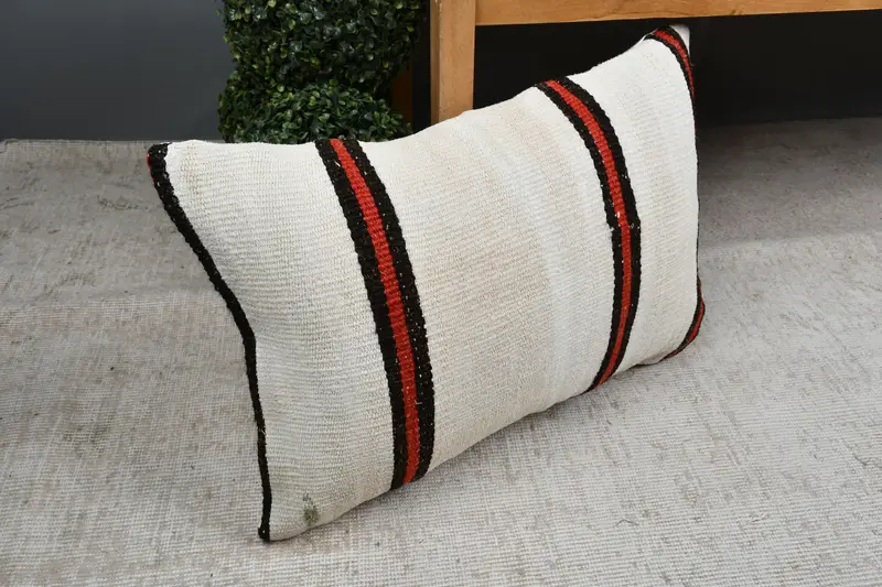 Vintage Kilim Pillow, Cushion Cover, Handmade Kilim Cushion, Bed Pillow Sham, Designer Throw Pillow Sham, 16x24 White Pillow Case, Turkish Pillow - 7