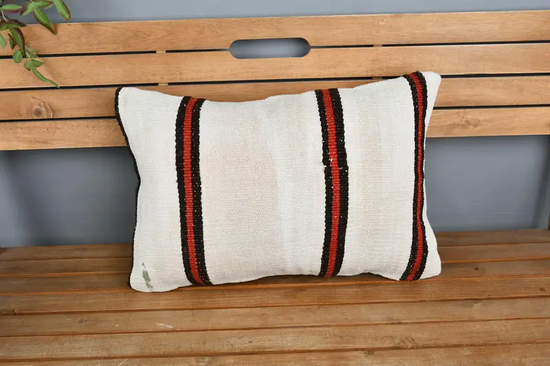 Vintage Kilim Pillow, Cushion Cover, Handmade Kilim Cushion, Bed Pillow Sham, Designer Throw Pillow Sham, 16x24 White Pillow Case, Turkish Pillow - 6