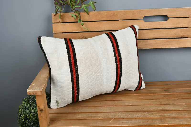 Vintage Kilim Pillow, Cushion Cover, Handmade Kilim Cushion, Bed Pillow Sham, Designer Throw Pillow Sham, 16x24 White Pillow Case, Turkish Pillow - 1