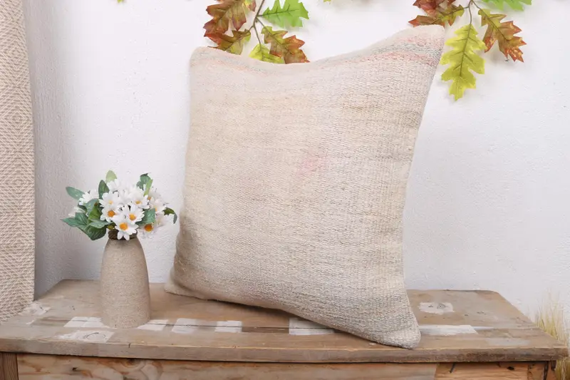 Home Decor Pillow, Handmade Kilim Cushion, Personalized Gift Pillow Pillow Cover, Luxury Pillow Case, Pillow, 18x18 Beige Pillow, Vintage Pillow - 4