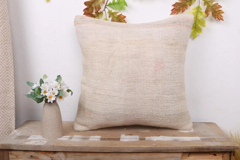 Home Decor Pillow, Handmade Kilim Cushion, Personalized Gift Pillow Pillow Cover, Luxury Pillow Case, Pillow, 18x18 Beige Pillow, Vintage Pillow - 1
