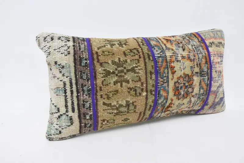 Handmade Kilim Cushion, Cushion, Kilim Cushion Sham, Boho Pillow Sham Cover, 12x24 Beige Cushion Cover, Square Throw Pillow Cover - 3