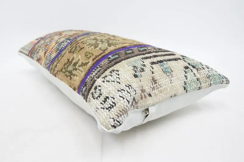 Handmade Kilim Cushion, Cushion, Kilim Cushion Sham, Boho Pillow Sham Cover, 12x24 Beige Cushion Cover, Square Throw Pillow Cover - 6