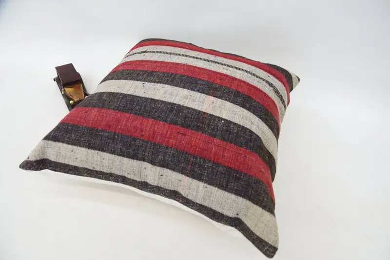 Pillow, Gift Pillow, Sofa Bolster Cushion Cover, Interior Designer Pillow, Neutral Throw Pillow, 24x24 Red Cushion Cover, Handmade Kilim Cushion - 5