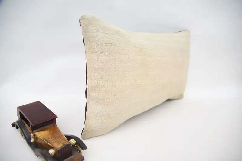 Vintage Kilim Pillow, Indoor Cushion Case, 12x20 Beige Cushion, Handmade Kilim Cushion, Office Chair Cushion Cover, Cushion Case, Gift Pillow - 2