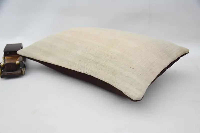 Vintage Kilim Pillow, Indoor Cushion Case, 12x20 Beige Cushion, Handmade Kilim Cushion, Office Chair Cushion Cover, Cushion Case, Gift Pillow - 6