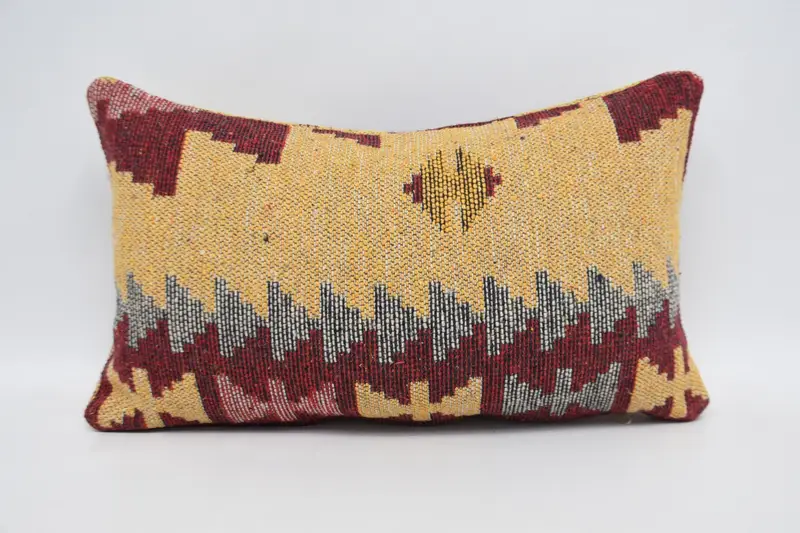 Handwoven Pillow Cover Cushion Cover, Pillow Case, Kilim Cushion Sham, Boho Pillow, Antique Pillows, 12x20 Red Pillow Sham, Comfy Throw Pillow - 5