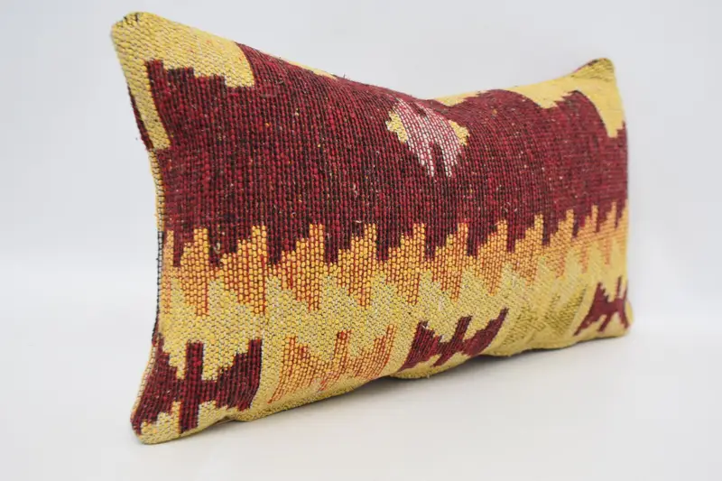 Handwoven Pillow Cover Cushion Cover, Pillow Case, Kilim Cushion Sham, Boho Pillow, Antique Pillows, 12x20 Red Pillow Sham, Comfy Throw Pillow - 3