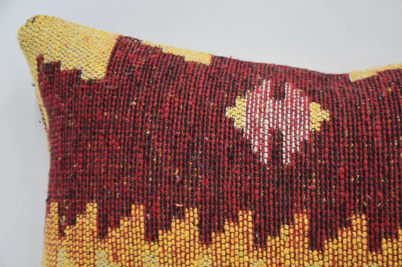 Handwoven Pillow Cover Cushion Cover, Pillow Case, Kilim Cushion Sham, Boho Pillow, Antique Pillows, 12x20 Red Pillow Sham, Comfy Throw Pillow - 2