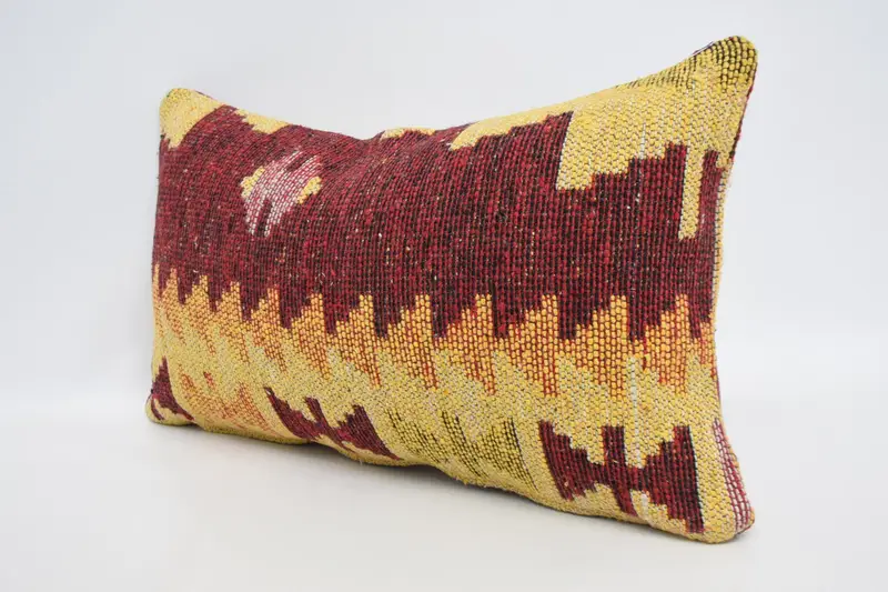 Handwoven Pillow Cover Cushion Cover, Pillow Case, Kilim Cushion Sham, Boho Pillow, Antique Pillows, 12x20 Red Pillow Sham, Comfy Throw Pillow - 4