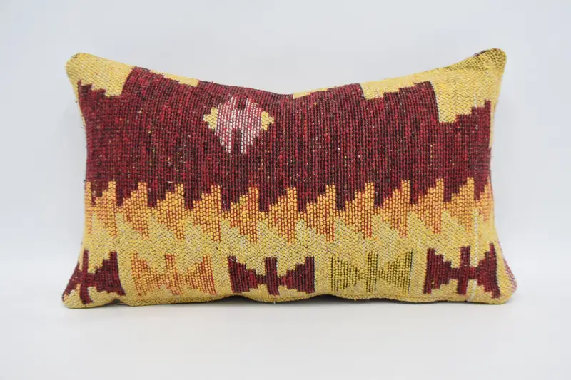 Handwoven Pillow Cover Cushion Cover, Pillow Case, Kilim Cushion Sham, Boho Pillow, Antique Pillows, 12x20 Red Pillow Sham, Comfy Throw Pillow - 1