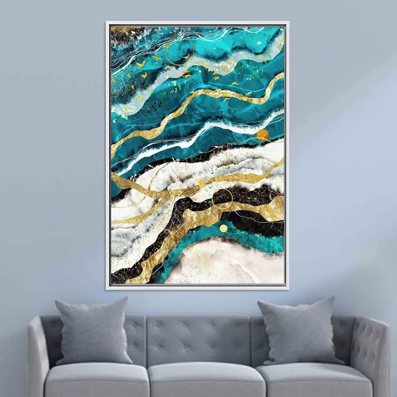 エレガントなきらめく高級大理石プリントキャンバスアート